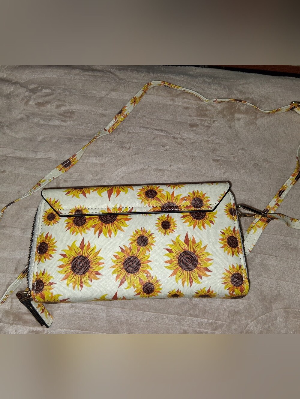 Sunflower Print Crossbody Purse - Bright Yellow Floral